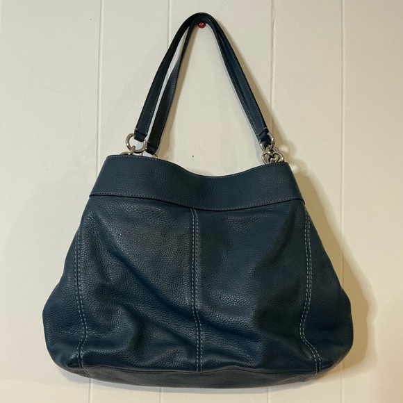 Coach Lexy F28997 Tote Bag Leather Navy Blue - Picture 5 of 16